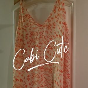 Large orange or coral and white Cabi Tank Top